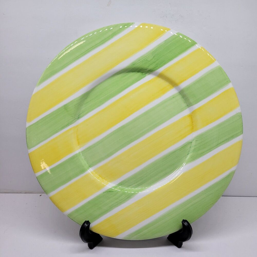 ESTE CE Italy Yellow And Green Striped 12 3/4" Plate